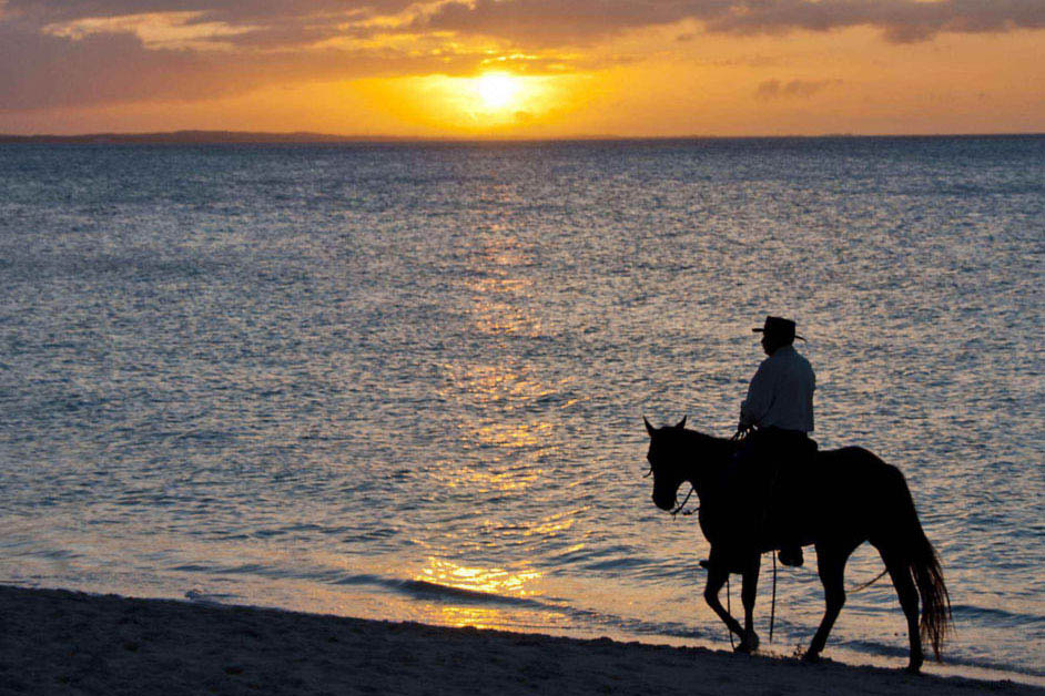 Andar en caballo en la playa